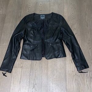 NICOLE BENISTI Leather Jacket. US M. Black.